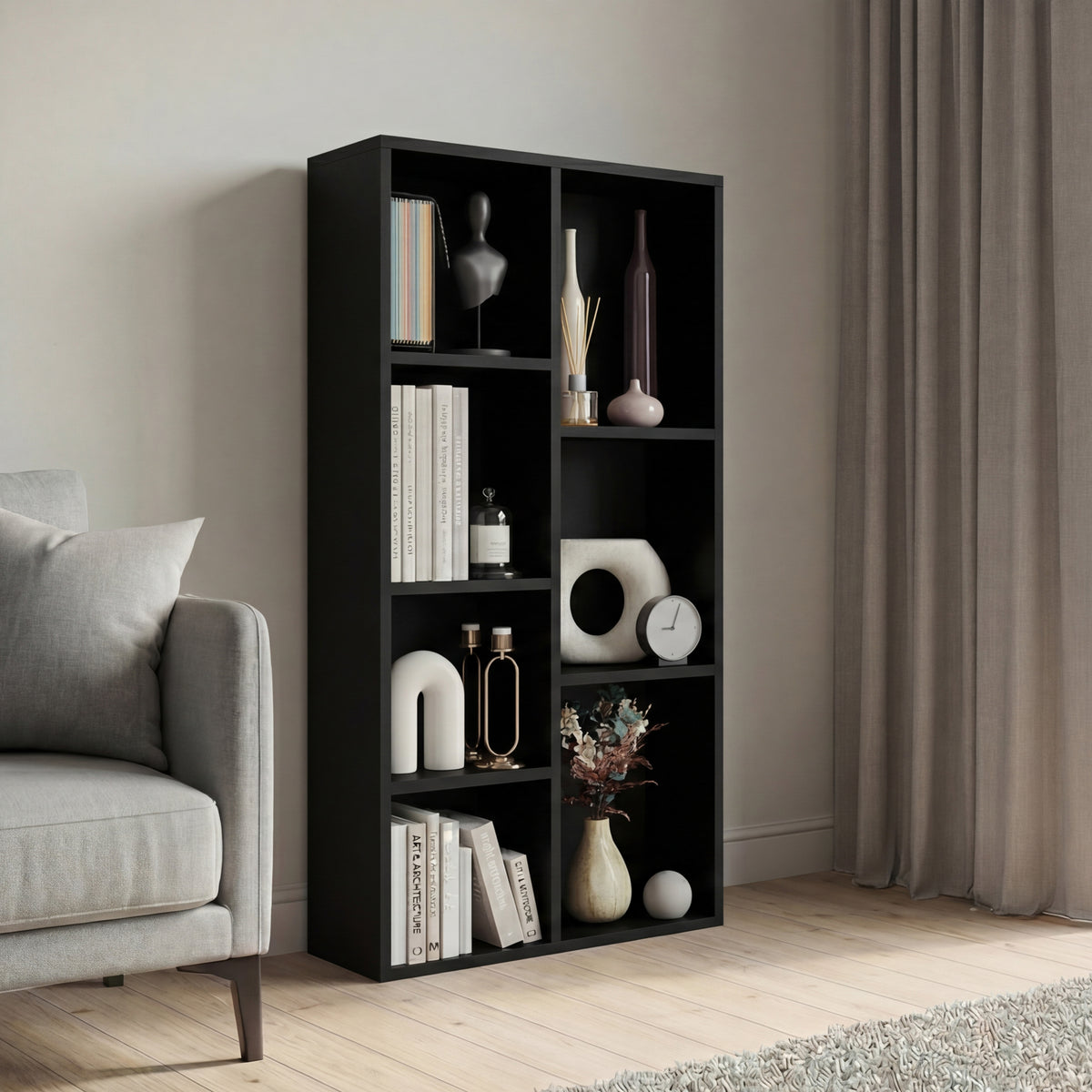7-Cube Storage Cabinet Unit, Black