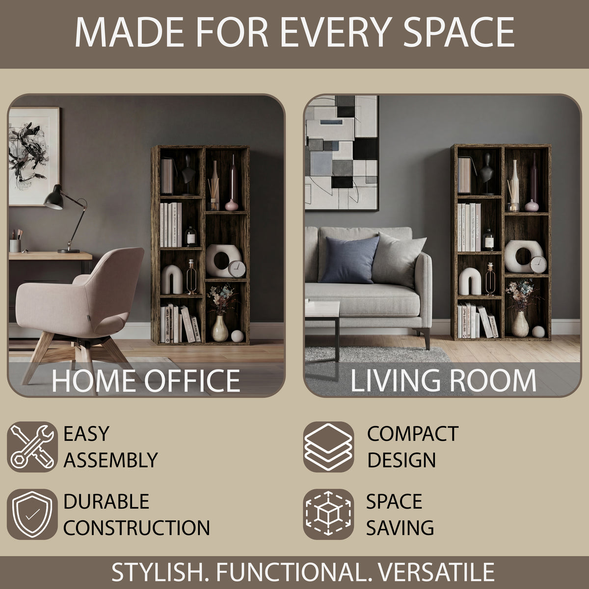 7-Cube Storage Cabinet Unit, Grey