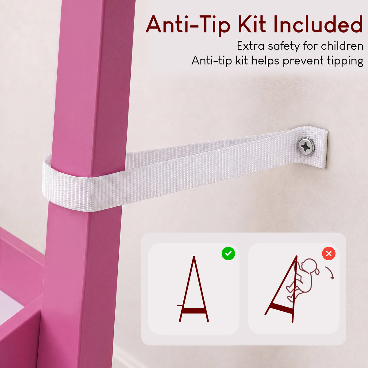 Wooden Kids Clothes Rack with Storage Shelf, Pink