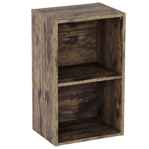 Oxford 2-Tier Cube Bookcase - Dark Wood