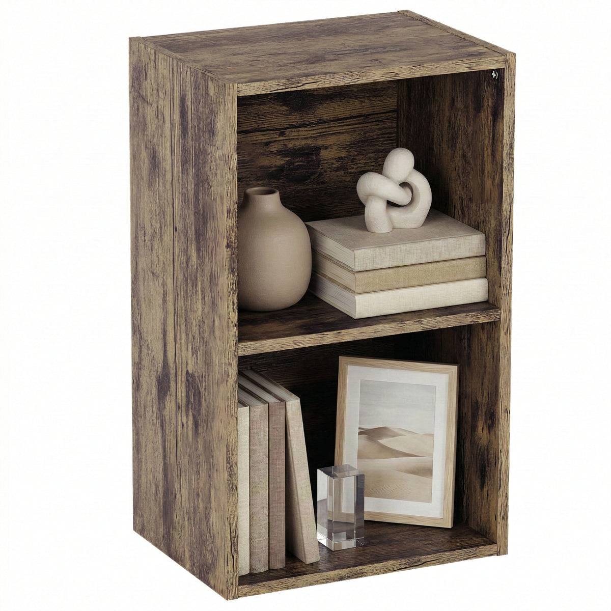Oxford 2-Tier Cube Bookcase - Dark Wood