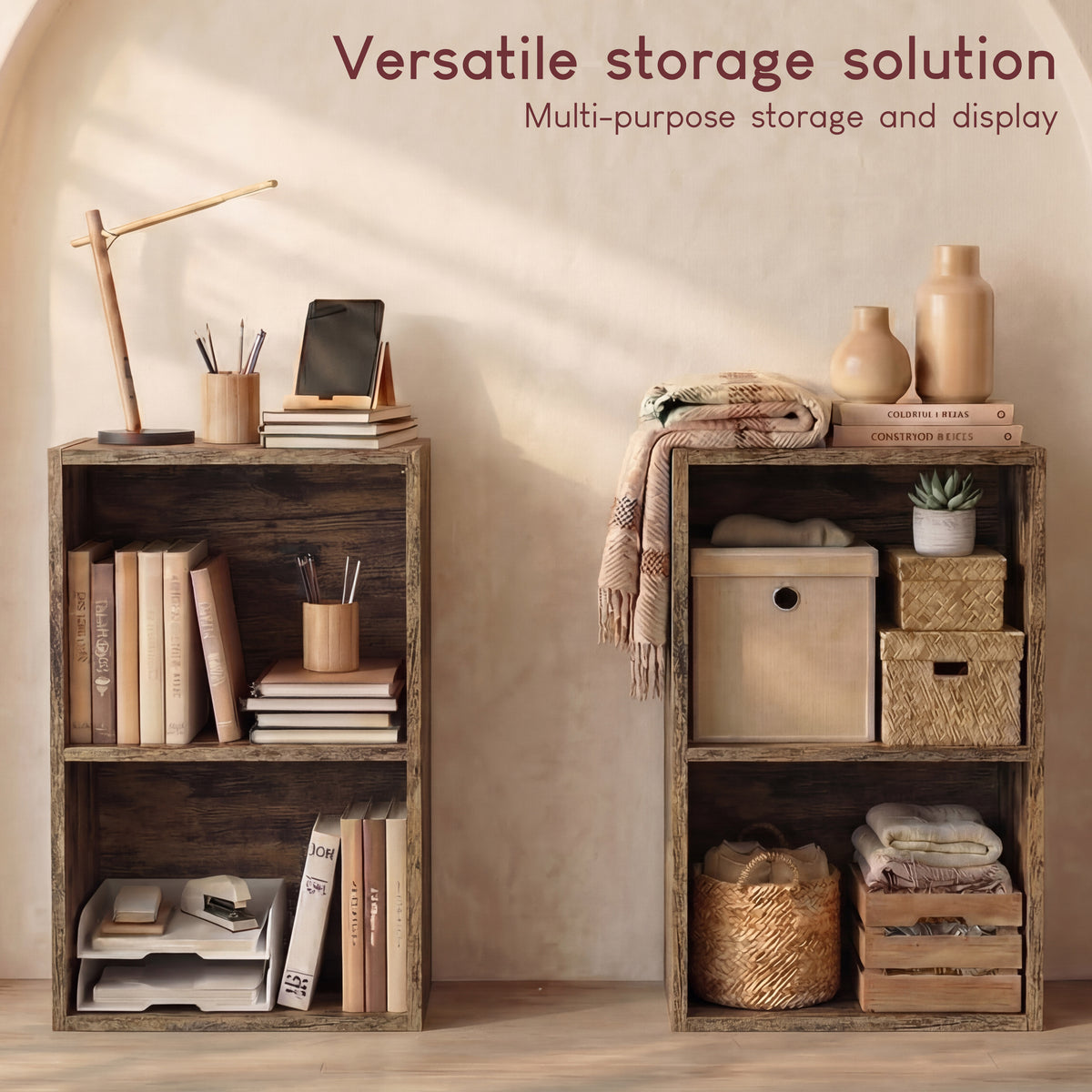 Oxford 2-Tier Cube Bookcase - Dark Wood