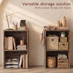 Oxford 2-Tier Cube Bookcase - Dark Wood