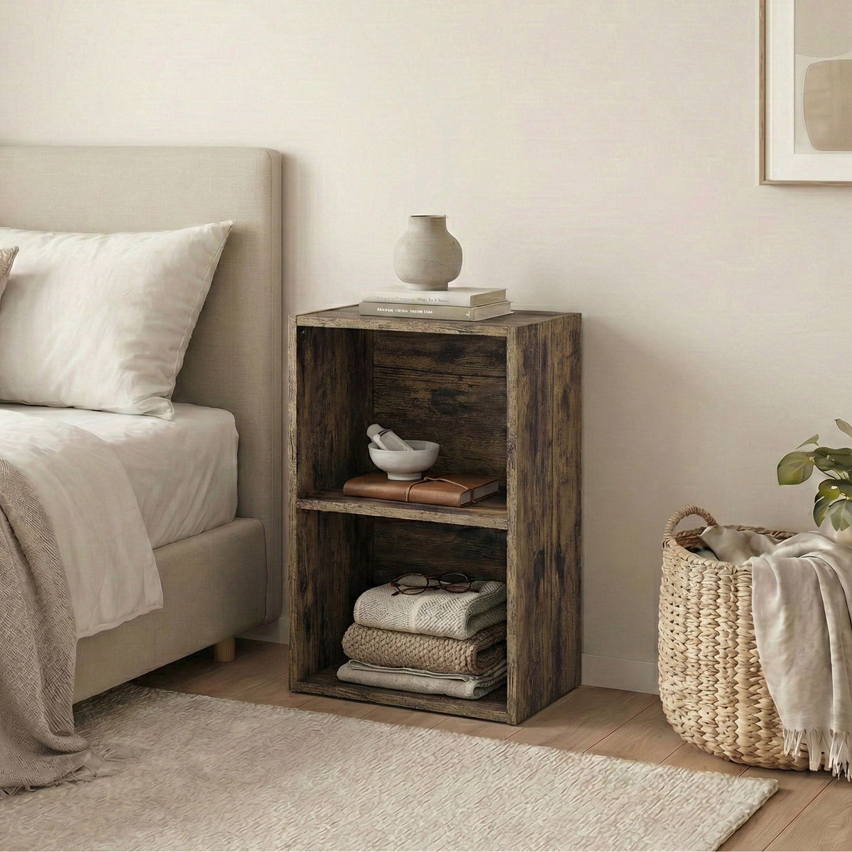 Oxford 2-Tier Cube Bookcase - Dark Wood