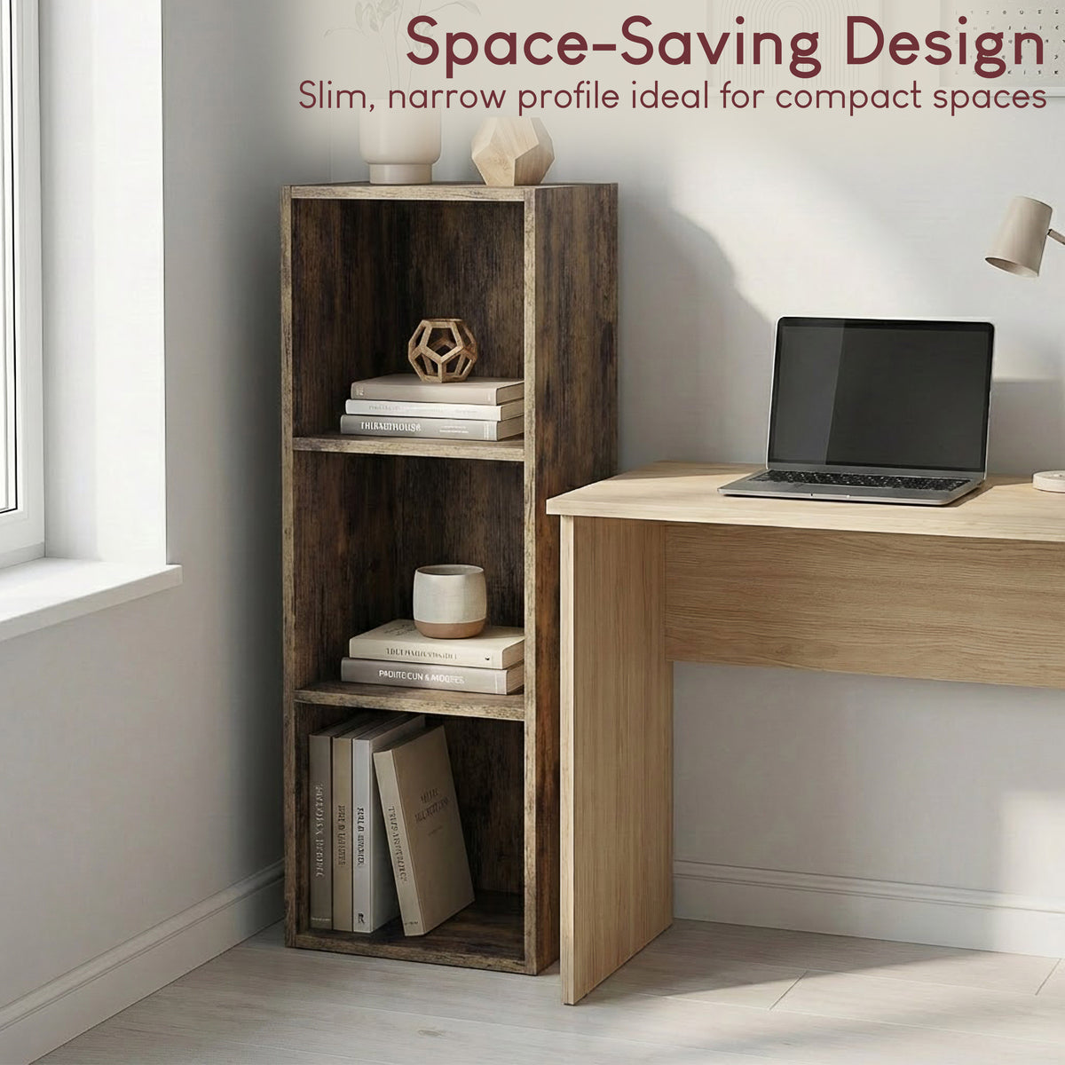 Oxford 3-Tier Cube Bookcase - Dark Wood
