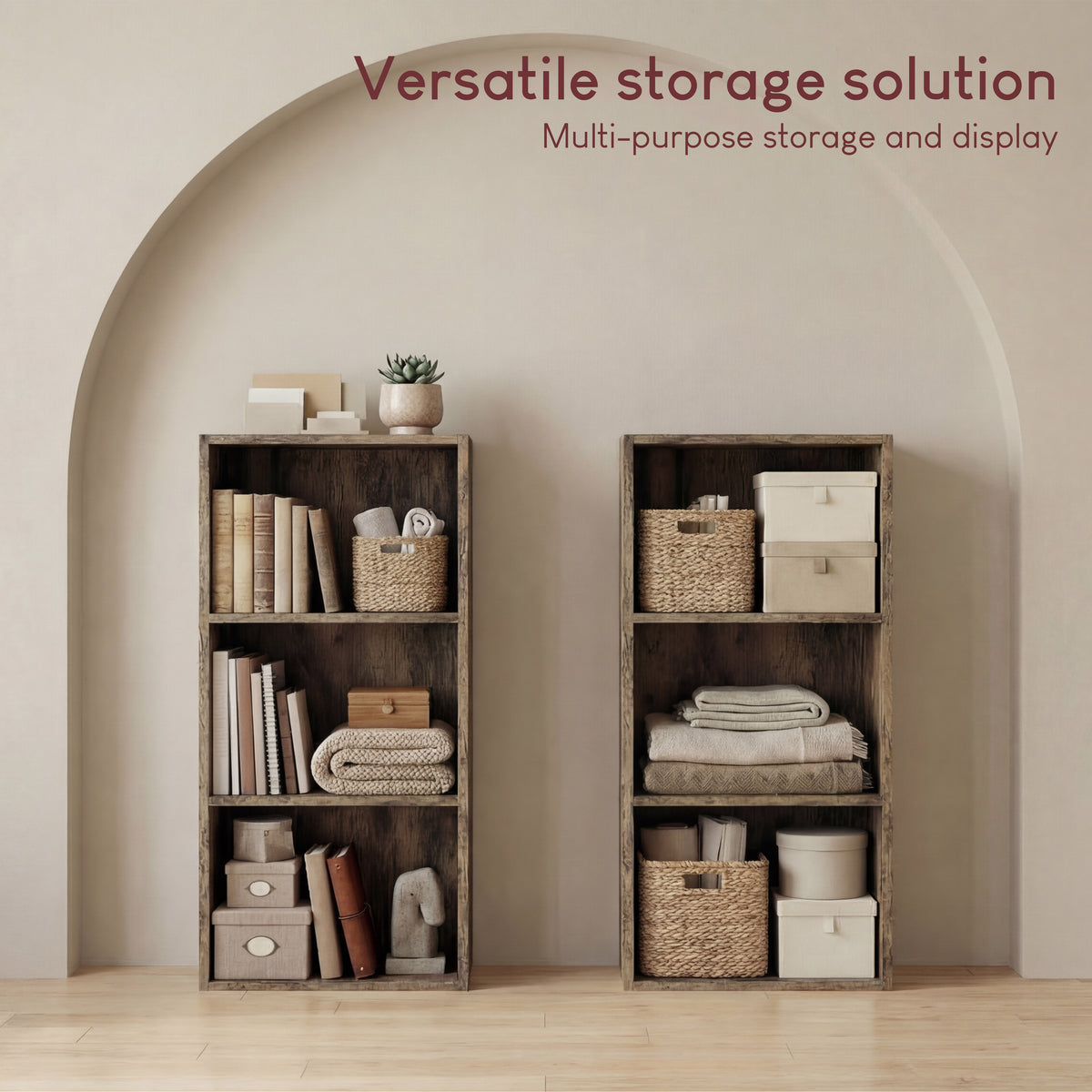 Oxford 3-Tier Cube Bookcase - Dark Wood