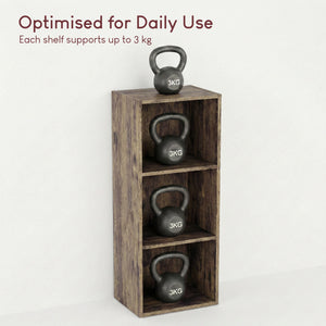 Oxford 3-Tier Cube Bookcase - Dark Wood