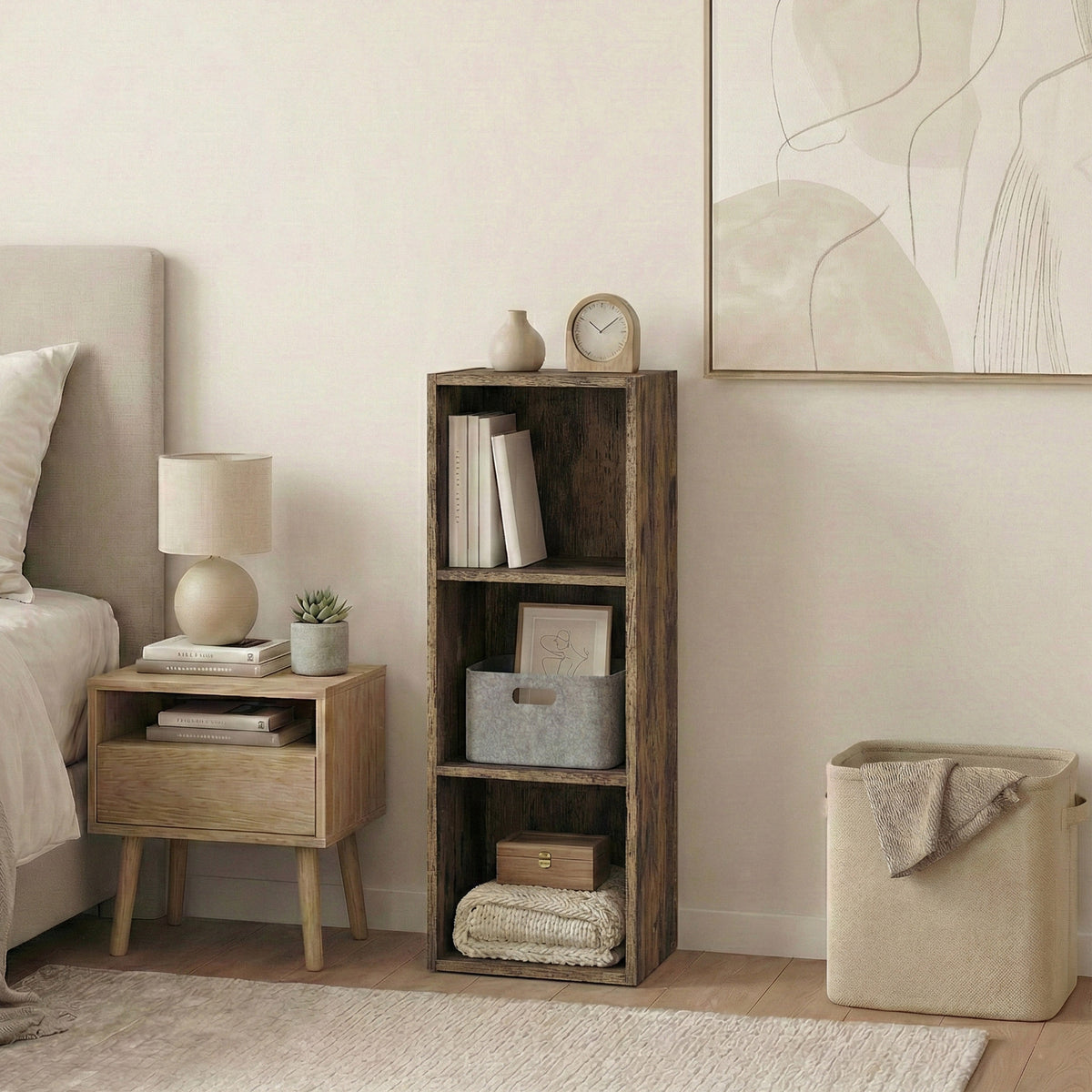 Oxford 3-Tier Cube Bookcase - Dark Wood
