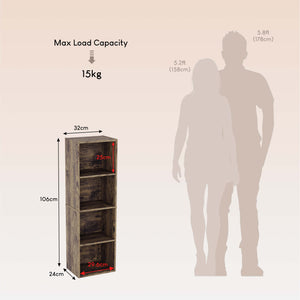 Oxford 4-Tier Cube Bookcase - Dark Wood