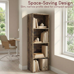 Oxford 4-Tier Cube Bookcase - Dark Wood