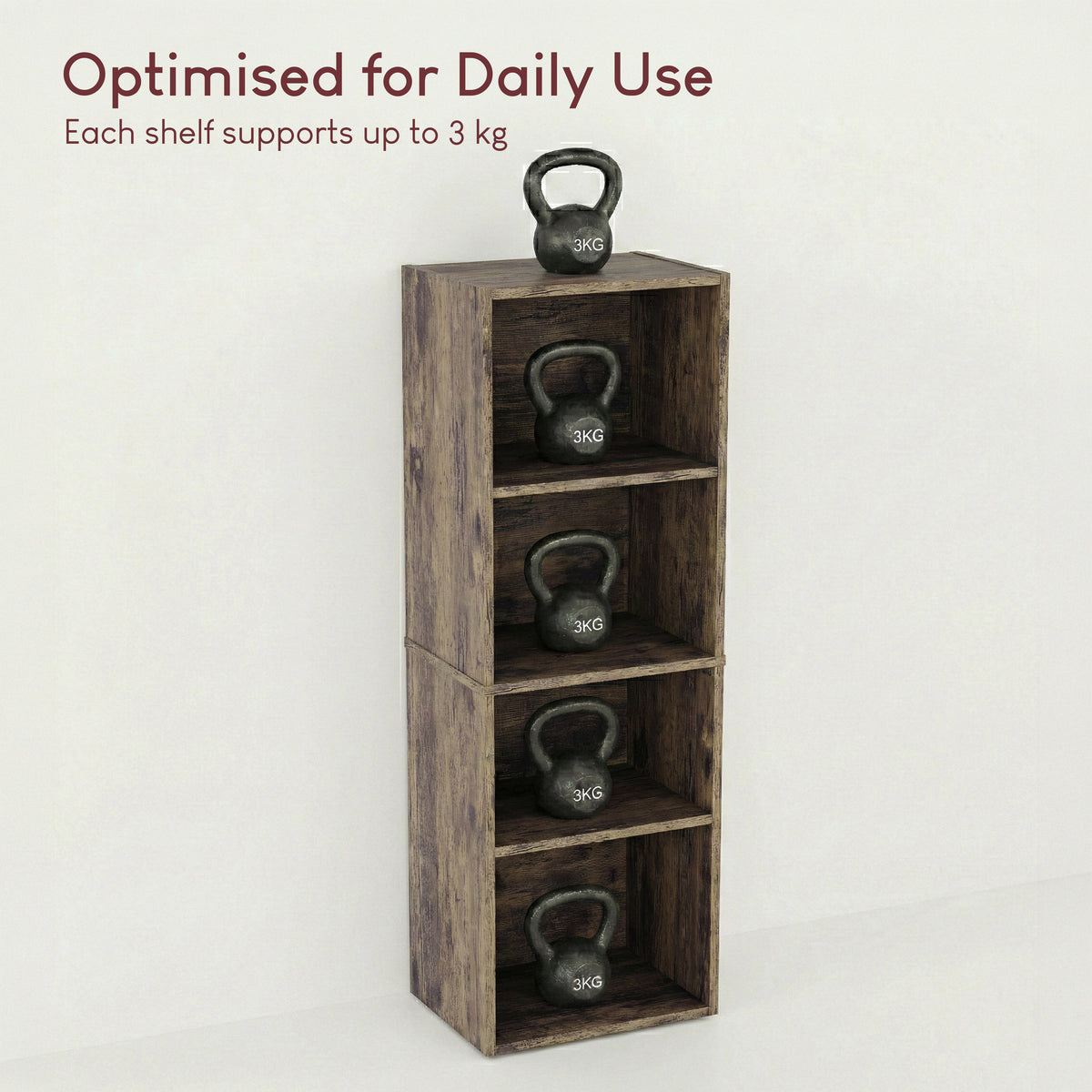 Oxford 4-Tier Cube Bookcase - Dark Wood