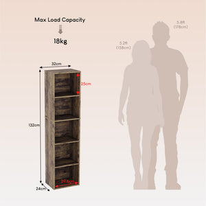 Oxford 5-Tier Cube Bookcase - Dark Wood