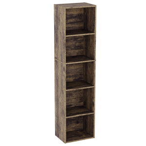 Oxford 5-Tier Cube Bookcase - Dark Wood