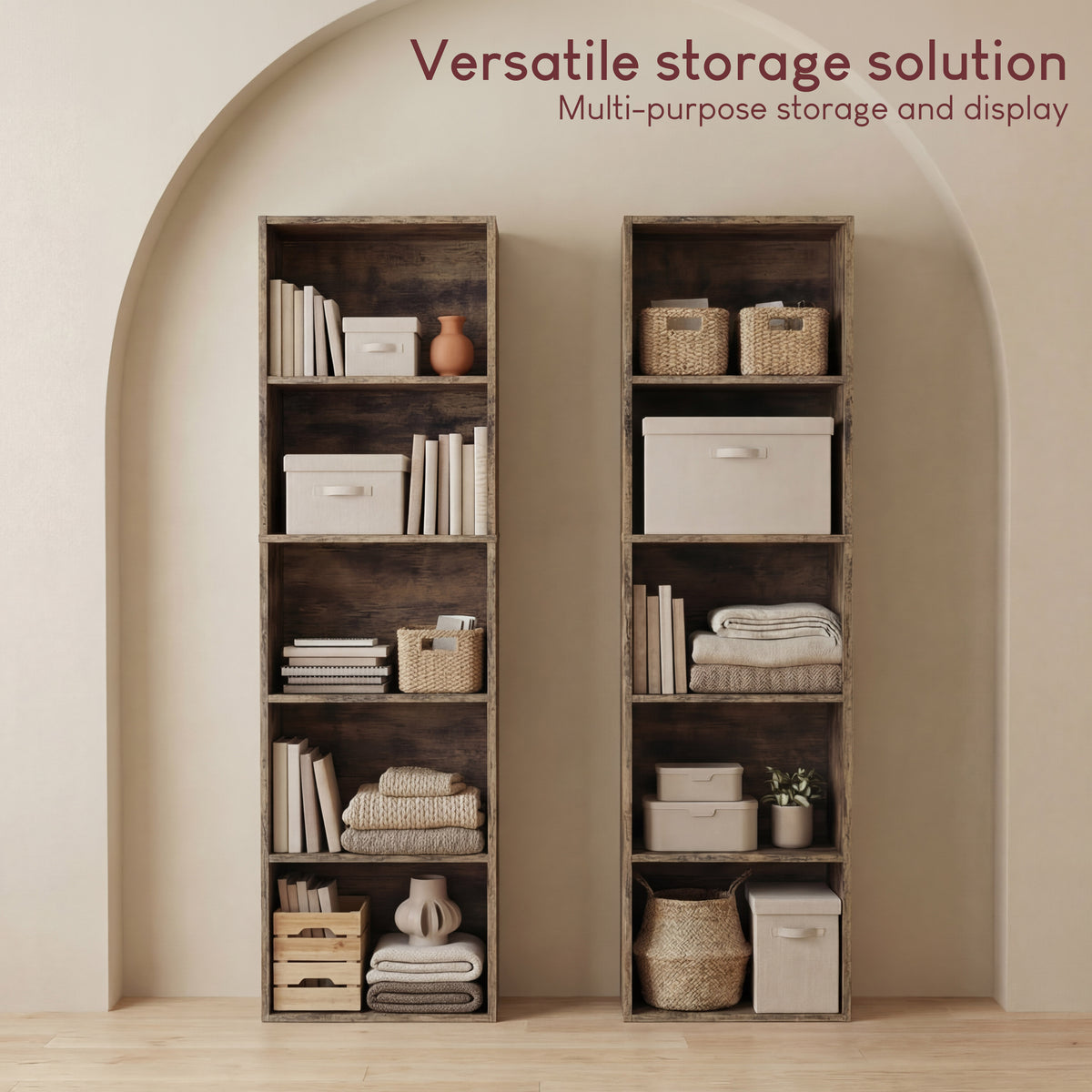 Oxford 5-Tier Cube Bookcase - Dark Wood