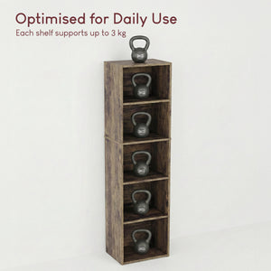 Oxford 5-Tier Cube Bookcase - Dark Wood