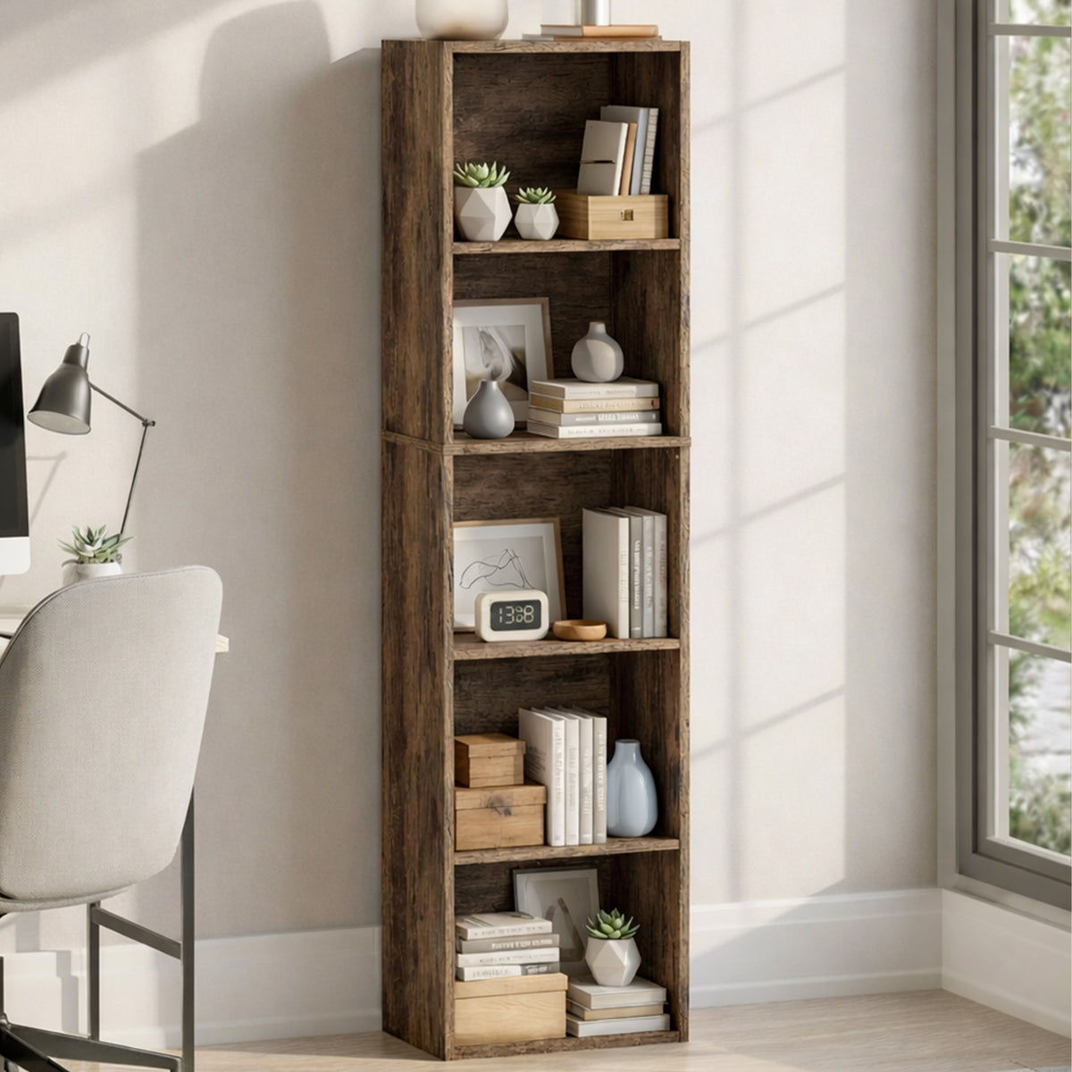 Oxford 5-Tier Cube Bookcase - Dark Wood