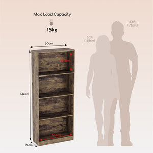 Cambridge 4-Tier Large Bookcase - Dark Wood