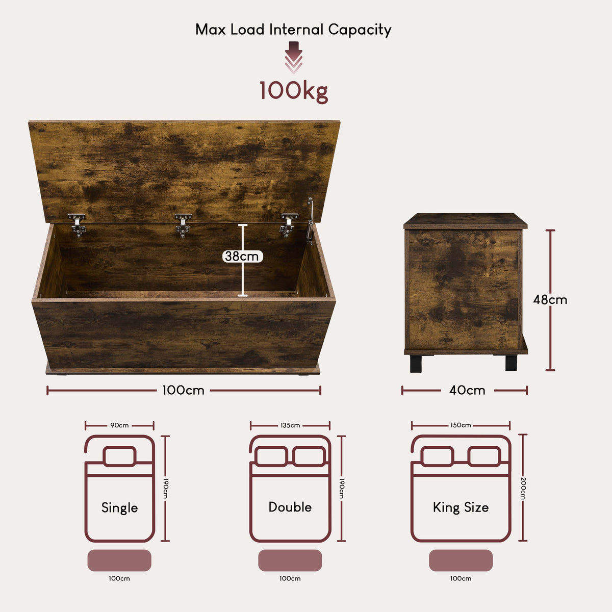 Leon Storage Ottoman - Rustic Brown