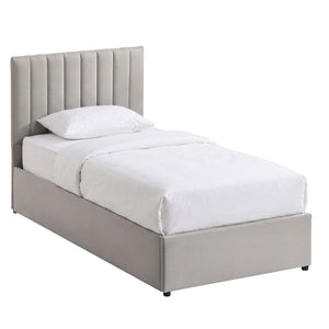 Vellaro Single Ottoman Fabric Bed & Mattress, Beige Linen