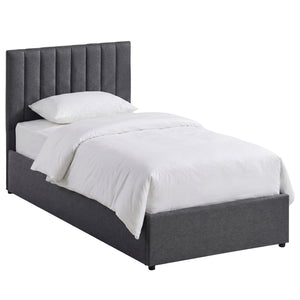 Vellaro Single Ottoman Fabric Bed, Dark Grey Linen