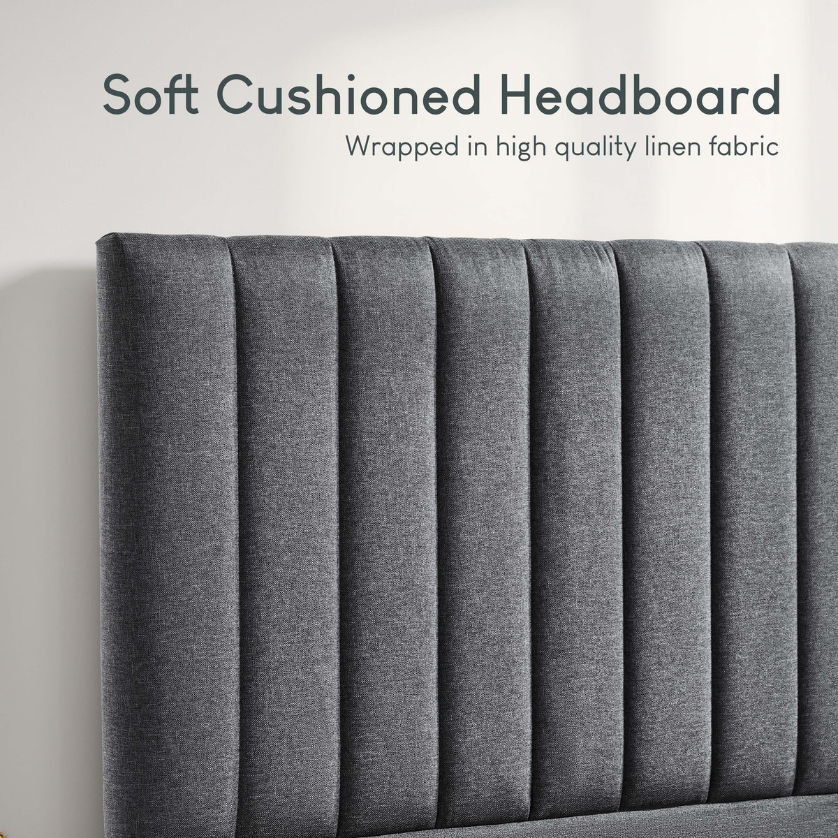 Vellaro Single Ottoman Fabric Bed, Dark Grey Linen