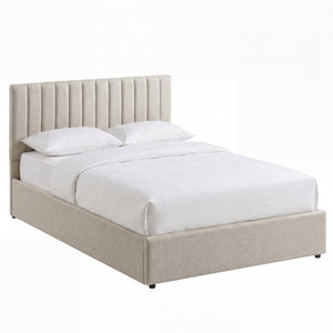 Vellaro Double Ottoman Fabric Bed & Mattress, Beige Linen
