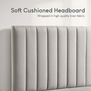 Vellaro Double Ottoman Fabric Bed & Mattress, Beige Linen
