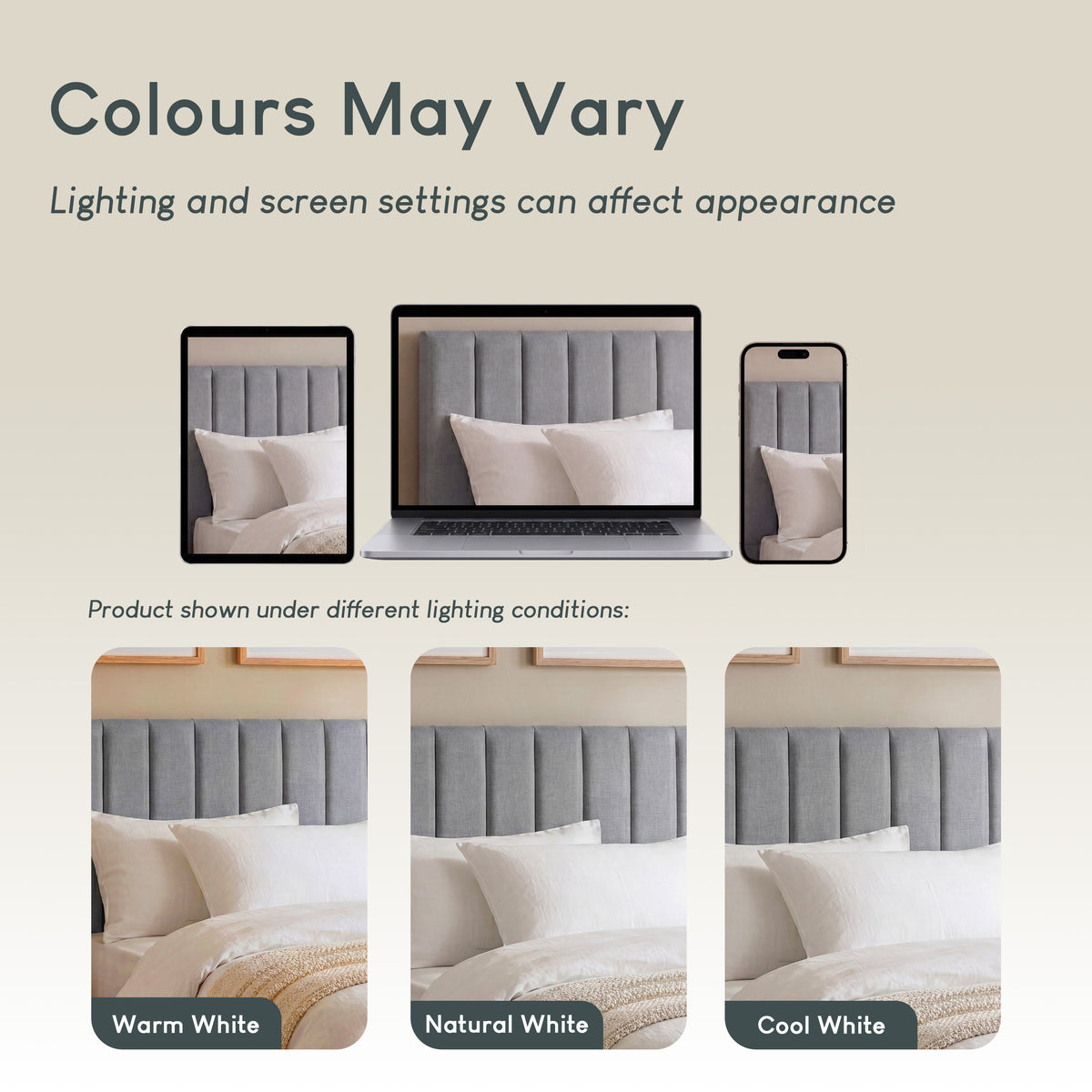 Vellaro Double Ottoman Fabric Bed & Mattress Light Grey Linen