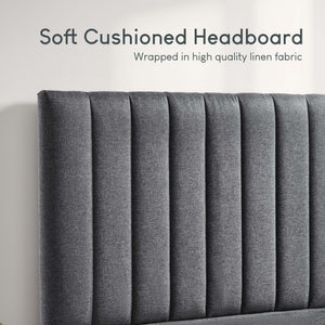 Vellaro Double Ottoman Fabric Bed & Mattress, Dark Grey Linen