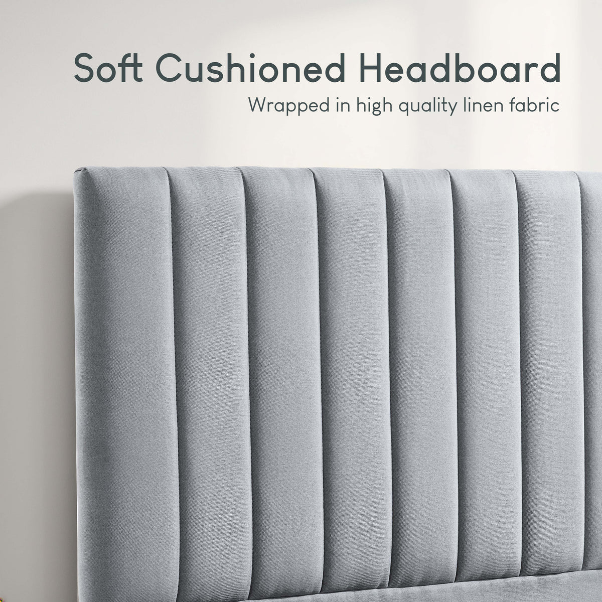 Vellaro King Size Ottoman Fabric Bed, Light Grey Linen