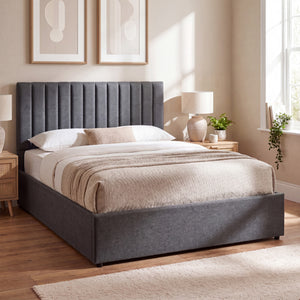 Vellaro King Size Ottoman Fabric Bed, dark Grey Linen