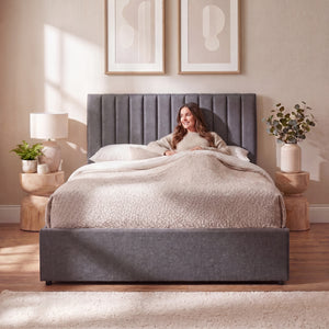 Vellaro King Size Ottoman Fabric Bed, dark Grey Linen