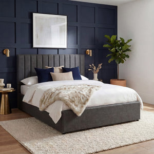 Vellaro King Size Ottoman Fabric Bed, dark Grey Linen