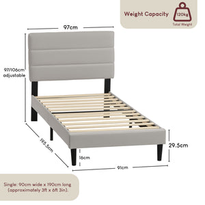 Vandura Single Fabric Bed and Mattress, Beige Linen