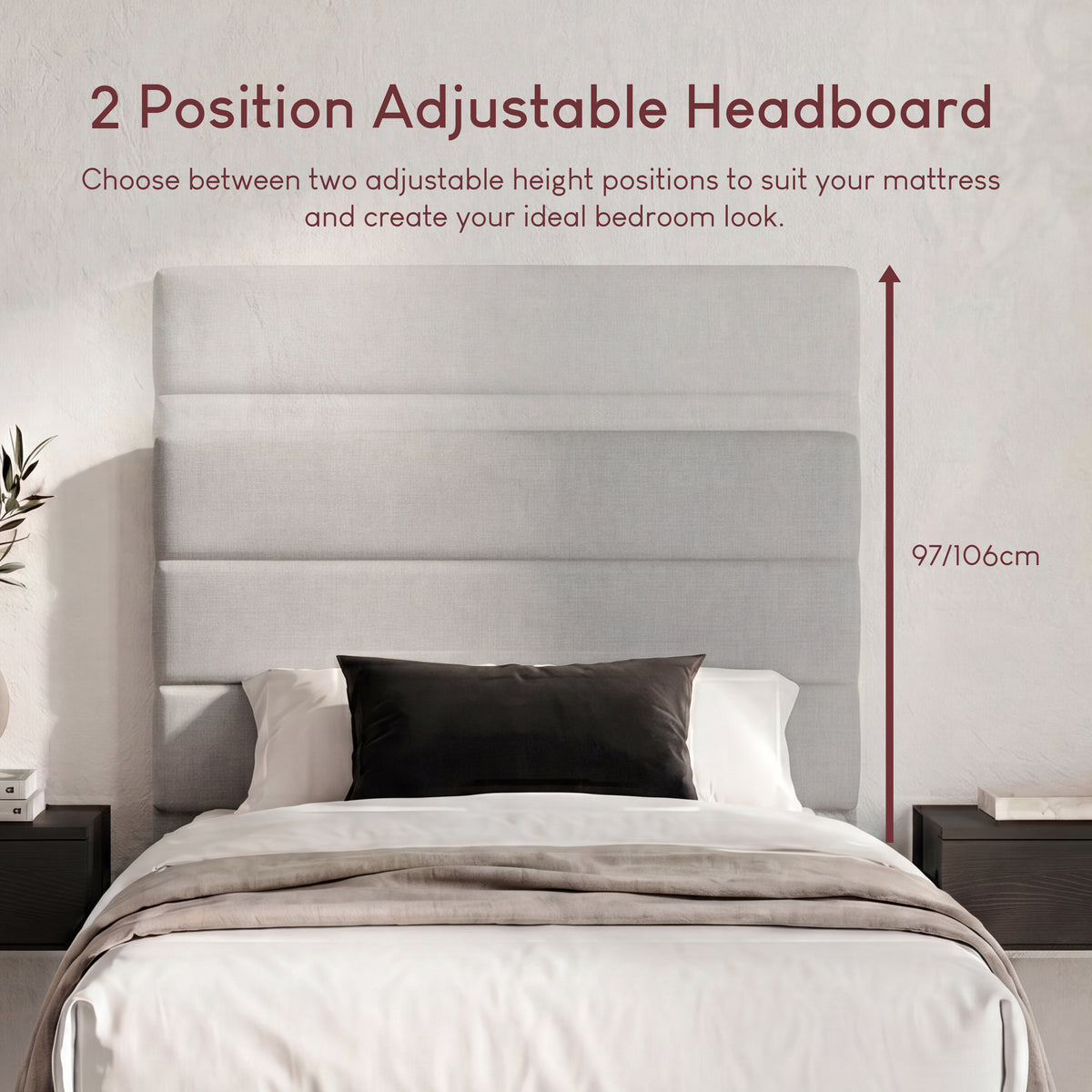 Vandura Single Fabric Bed and Mattress, Beige Linen