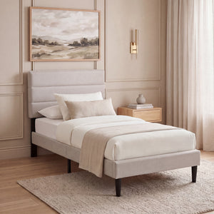 Vandura Single Fabric Bed and Mattress, Beige Linen