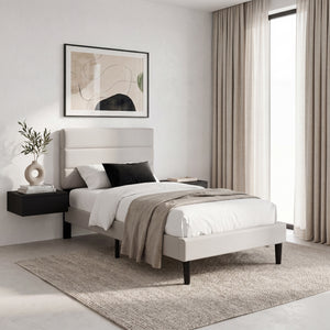 Vandura Single Fabric Bed and Mattress, Beige Linen