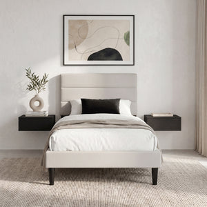 Vandura Single Fabric Bed and Mattress, Beige Linen