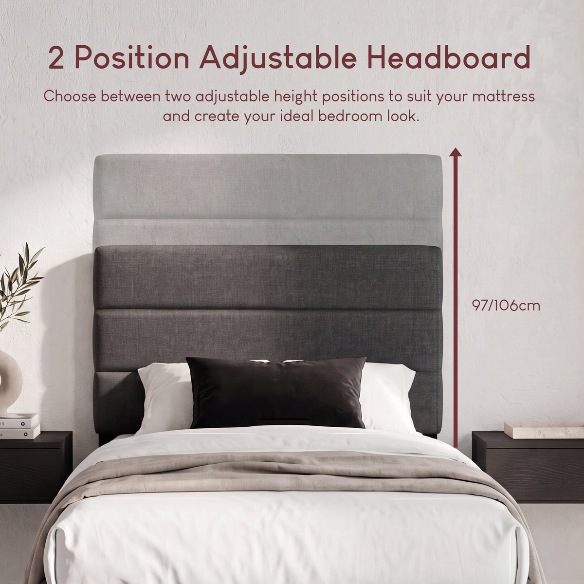 Vandura Single Fabric Bed, Dark Grey Linen
