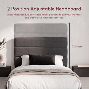 Vandura Single Fabric Bed, Dark Grey Linen