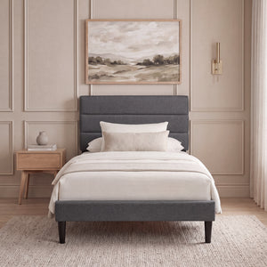 Vandura Single Fabric Bed, Dark Grey Linen