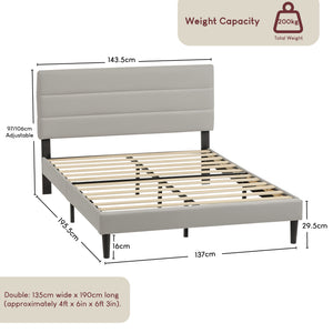 Vandura Double Fabric Bed and Mattress, Beige Linen