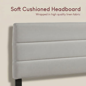 Vandura Double Fabric Bed and Mattress, Beige Linen