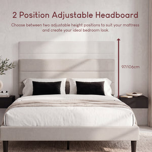 Vandura Double Fabric Bed and Mattress, Beige Linen