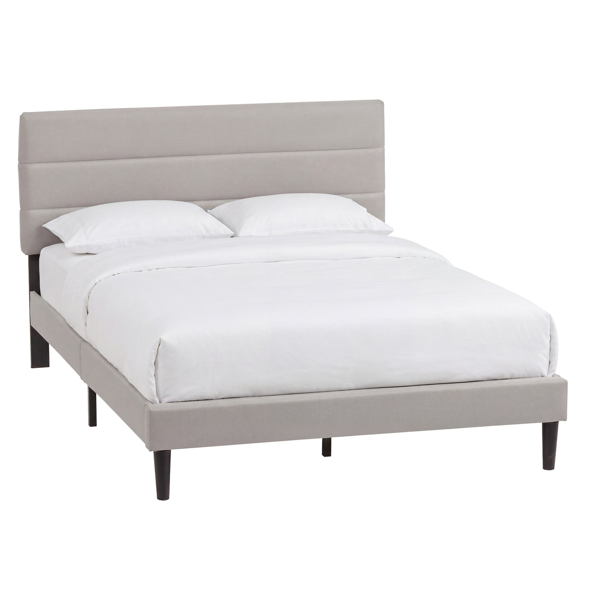 Vandura King Size Fabric Bed and Mattress, Beige Linen