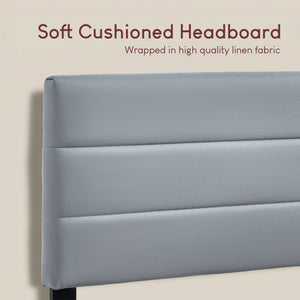 Vandura King Size Fabric Bed, Light Grey Linen