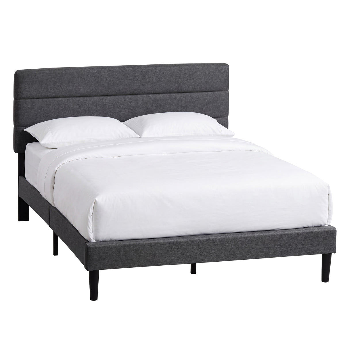 Vandura King Size Fabric Bed and Mattress, Dark Grey Linen