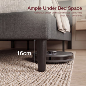 Vandura King Size Fabric Bed and Mattress, Dark Grey Linen
