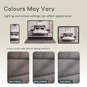 Vandura King Size Fabric Bed and Mattress, Dark Grey Linen
