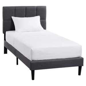 Velmora Single Fabric Bed, Dark Grey Linen